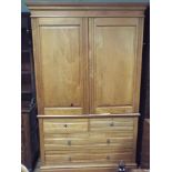 Edwardian ash linen press with interior styling trays and four drawers under,