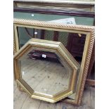 Hexagonal gilt mirror, oblong gilt mirror,