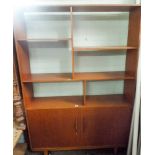 Teak room divider with shelves on top and two cupboards under