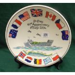 Limited edition modern Poole studio plate, D-Day 60th anniversary,