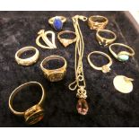 A collection of silver jewellery to include rings,