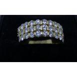 18ct yellow gold wide band diamond set ring set three rows of brilliant cut diamonds approx carat