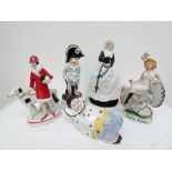 A group of five Art Deco novelty figures, soap dish,