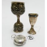 Large sterling silver Kiddush cup,