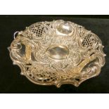 Edwardian silver bonbon dish with pierced decoration on a circular foot, Hallmarked Birmingham 1894,