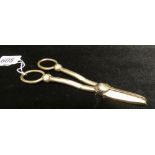 Pair of hallmarked silver Edwardian wick trimmer's or grape scissors,