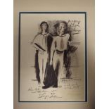 Picasso - Print of a pen and ink sketch of two dancers from the Ballets Russes,