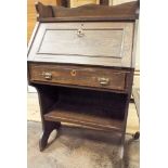 A 2'6 oak students type bureau fitted drawer and shelves under