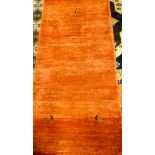 Orange wool pile rug/runner,