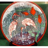 Poole Pottery modern studio charger plate decorated with cranes No sign of obvious