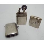 Silver cased vintage Howitt lighter together with a silver Vesta case with inscription "Potty 1898"