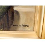 Gilt framed oil on board 'Anne Hathaway's Cottage Stratford on Avon' signed Willis Pryce label on