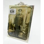 Smaller rectangular easel photograph frame with ribbon bow cresting,