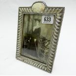 Edwardian rectangular silver photograph frame with easel fitting, Birmingham hallmarks 1902.