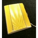 Lemon yellow enameled cigarette case, Birmingham marks 1934,