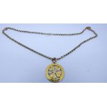 9ct gold four leaf clover pendant on Victorian rose gold belcher link chain,