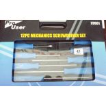 A new 12 piece mechanic screwdriver set of 6 flat heads and 6 Phillips