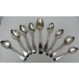 A collection 19th century silver teaspoons and a dessert spoon gross weight 6.