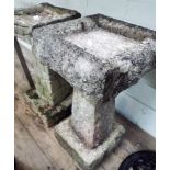 Two reconstituted stone garden bird baths