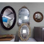 One carved framed mirror, one framed mirror,