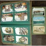 Two old postcard albums containing approximately 350 postcards featuring mostly topographical views