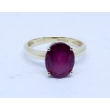 9ct gold single stone ruby ring,