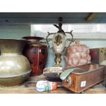 Copper fish steamer, two large vases, cookie jar,