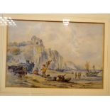 David Cox, late Victorian watercolour of a shore land scene, signed lower left, approx 20x26cm,