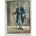 Oil on canvas of an Arabic elder, indistinctly signed lower right,