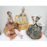 Three large Art Deco porcelain pin cushion half dolls Damage or restoration to