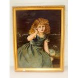 Oil on board portrait of a young girl signed with initials E J F date indistinct 63.