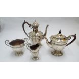 Good quality four piece Hallmarked silver tea and coffee service, Sheffield Hallmarks 1911,