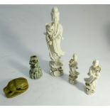 Three Blanc de chine Chinese figures,