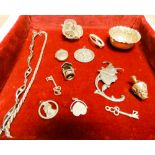 A collection of silver and white metal jewellery to include, bracelets,