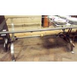 Good quality modern wrought iron and brass rectangular coffee table