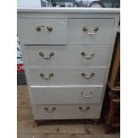 Painted pine chest of four long and two short drawers