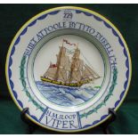 Poole Pottery ship plate, HM Sloop Viper.