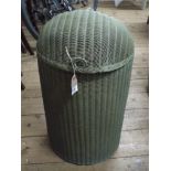 Green Lloyd Loom linen basket with dome top