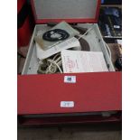 Old Fidelity Radio record deck and a quantity of singles and LP records including Elvis Presley etc