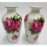 Pair of 9" rose decorated china vases