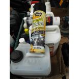 Two large boxes of car care kit, car polish, T-cut, cleaning materials, wall cleaners,