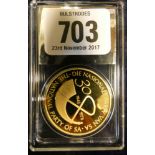 South African 22ct fine gold 1oz gold coin, John Vorster 30 year anniversary of the National Party,