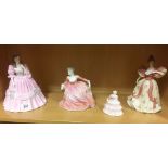 Three Coalport ladies and one 'First Waltz' Lenox Collection