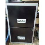 Two drawer metal grey and black filing cabinet