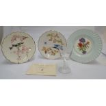 Two birds of Dorothy Doughty, limited edition dessert plates, Kingfisher and Myrtle Warbler,