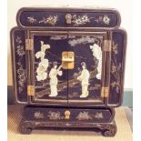 Chinese black lacquered and bone figure decorated cabinet,