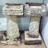 Two reconstituted stone garden bird baths