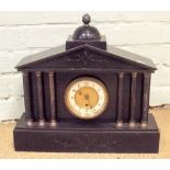 Victorian mantel clock in black marble case with Corinthian columns