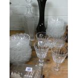 Quantity of glass, vases, decanters,