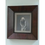 19th century engraving - A Tight Cork, pulling a wine bottle cork, in rosewood frame.